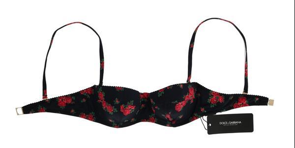 Grote foto dolce gabbana black red roses bikini top it1 xs kleding dames badmode en zwemkleding