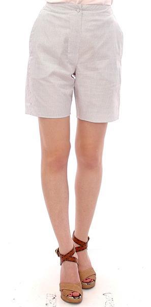 Grote foto andrea incontri white checkered stretch cotton shorts it42 m kleding dames broeken en pantalons