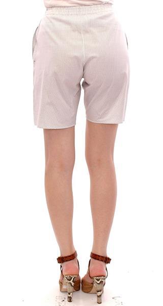 Grote foto andrea incontri white checkered stretch cotton shorts it42 m kleding dames broeken en pantalons