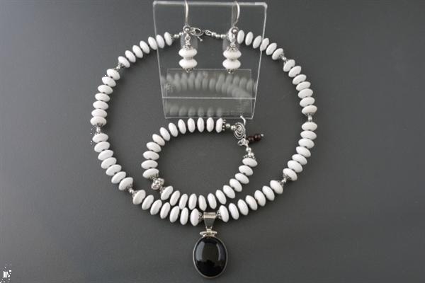 Grote foto collier armbandje oorhanger set van witte onyx sieraden tassen en uiterlijk kettingen