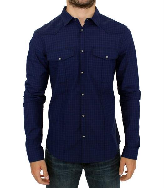 Grote foto costume national blue checkered cotton shirt it48 m kleding heren t shirts