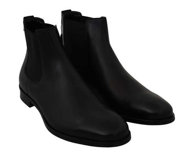 Grote foto dolce gabbana black leather stretch band boots derby shoes kleding heren schoenen
