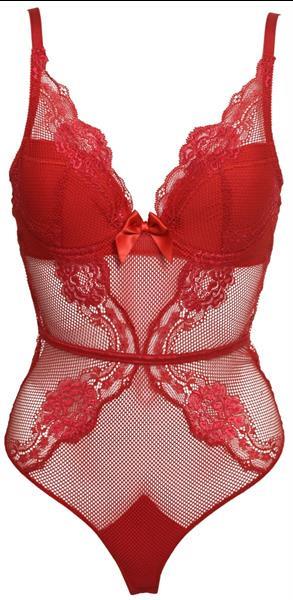 Grote foto rode stringbody in eigen cupmaat cup 70c kleding dames ondergoed