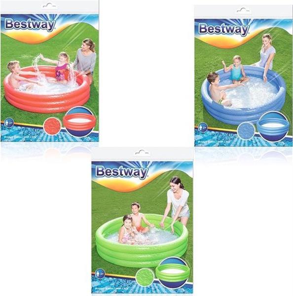 Grote foto bestway 3 rings opblaasbaar zwembad 152x30 cm assorti kinderen en baby los speelgoed
