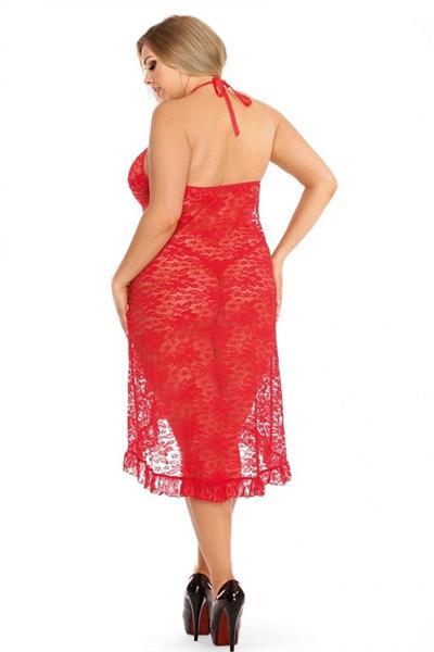 Grote foto rood kanten lingeriejurk maat 2xl kleding dames ondergoed