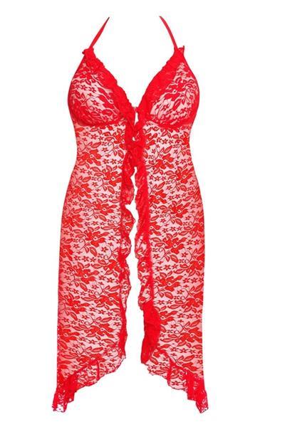Grote foto rood kanten lingeriejurk maat 2xl kleding dames ondergoed