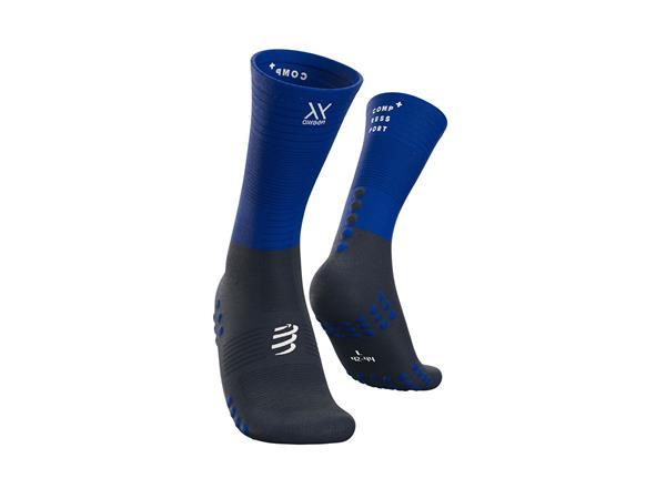 Grote foto compressport mid compression socks blue lolite size 45 kleding heren sportkleding