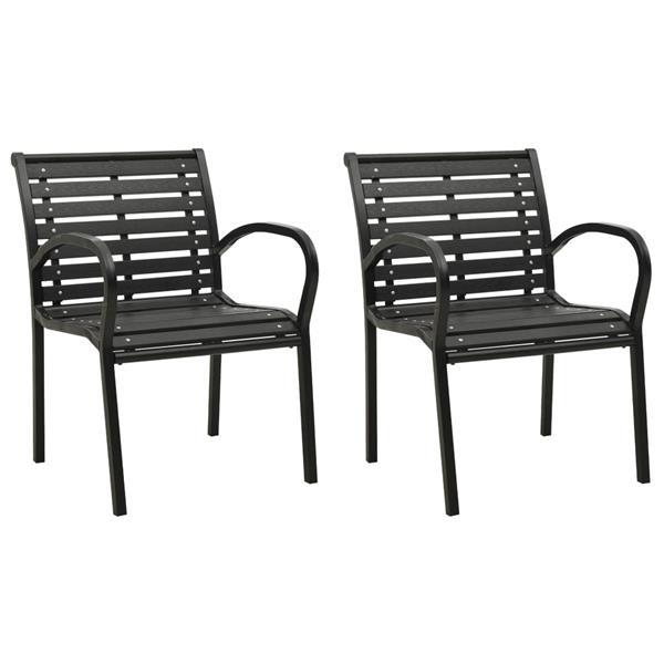 Grote foto vidaxl chaises de jardin 2 pcs acier et wpc noir tuin en terras tuinmeubelen