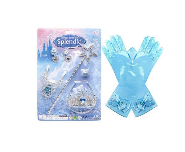 Grote foto prinsessen accessoireset splendid blauwe lange handschoene kinderen en baby overige