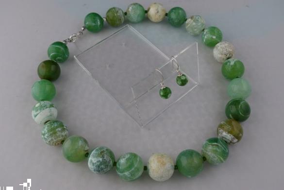 Grote foto groene agaat 18 mm ketting oorhanger set sieraden tassen en uiterlijk kettingen