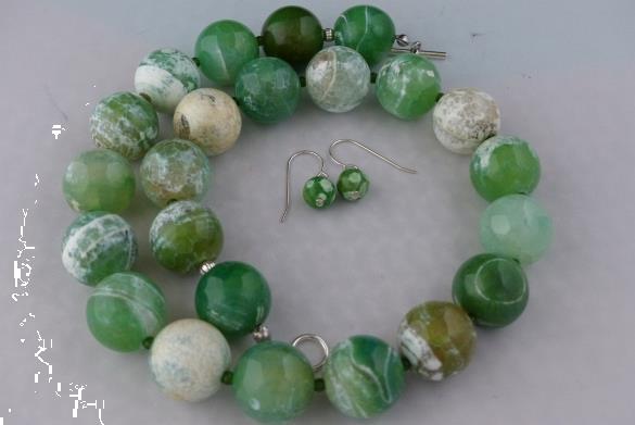 Grote foto groene agaat 18 mm ketting oorhanger set sieraden tassen en uiterlijk kettingen