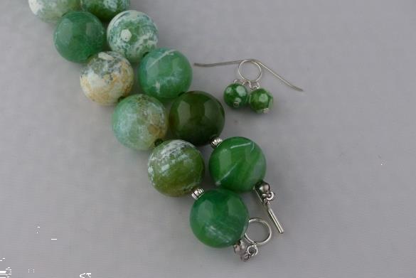 Grote foto groene agaat 18 mm ketting oorhanger set sieraden tassen en uiterlijk kettingen