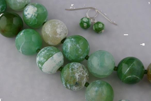 Grote foto groene agaat 18 mm ketting oorhanger set sieraden tassen en uiterlijk kettingen