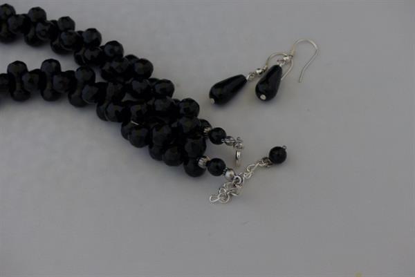 Grote foto diablo vorm onyx ketting oorhanger set sieraden tassen en uiterlijk kettingen