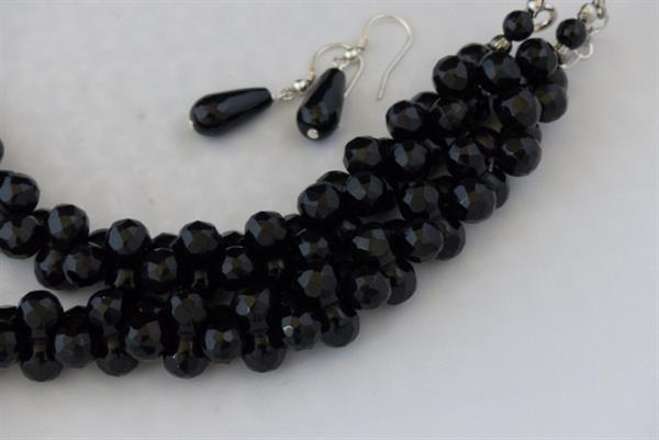 Grote foto diablo vorm onyx ketting oorhanger set sieraden tassen en uiterlijk kettingen