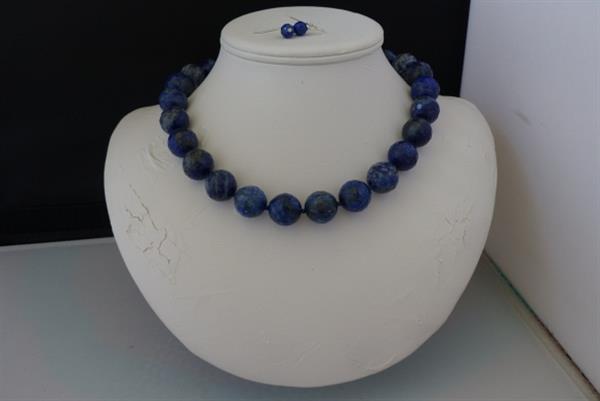 Grote foto gefacetteerde lapis lazuli ketting oorhanger set sieraden tassen en uiterlijk kettingen