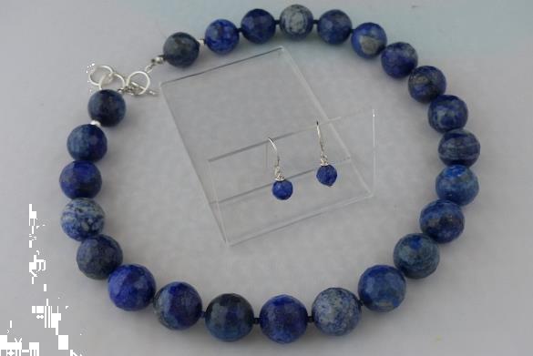 Grote foto gefacetteerde lapis lazuli ketting oorhanger set sieraden tassen en uiterlijk kettingen
