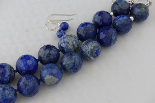Grote foto gefacetteerde lapis lazuli ketting oorhanger set sieraden tassen en uiterlijk kettingen