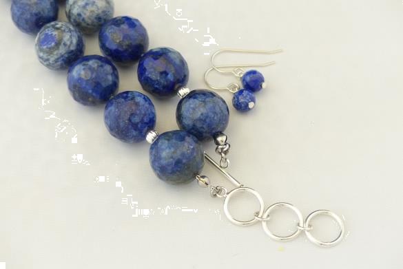 Grote foto gefacetteerde lapis lazuli ketting oorhanger set sieraden tassen en uiterlijk kettingen