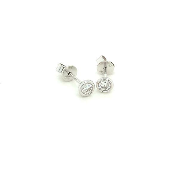 Grote foto ronde oorstekers 14 karaat witgoud met 0.30 ct. diamant sieraden tassen en uiterlijk oorbellen