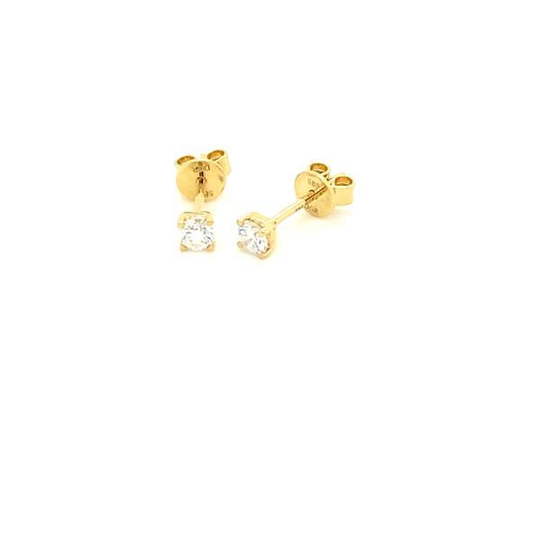 Grote foto solitair oorstekers 14 karaat geelgoud met 0.25 ct. diamant sieraden tassen en uiterlijk oorbellen