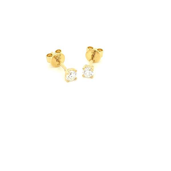 Grote foto solitair oorstekers 14 karaat geelgoud met 0.25 ct. diamant sieraden tassen en uiterlijk oorbellen