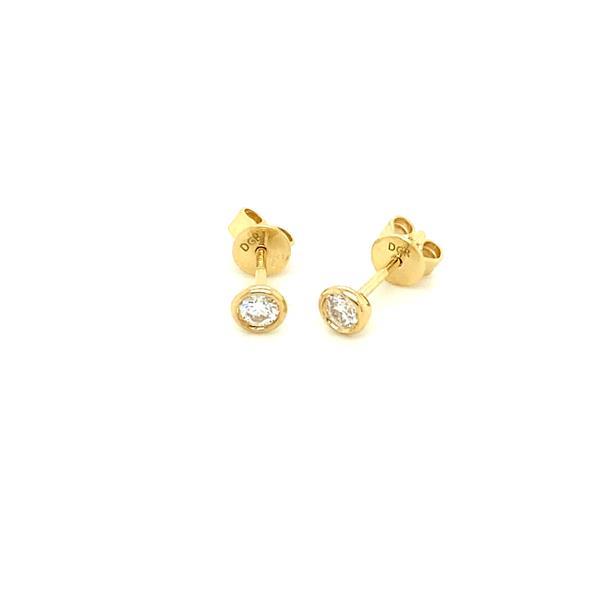 Grote foto ronde oorstekers 14 karaat geelgoud met 0.30 ct. diamant sieraden tassen en uiterlijk oorbellen