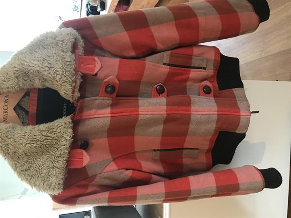 Grote foto stoer geblokte korte jas teddy kraag kleding dames jassen winter