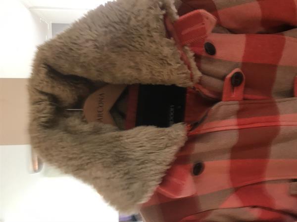 Grote foto stoer geblokte korte jas teddy kraag kleding dames jassen winter