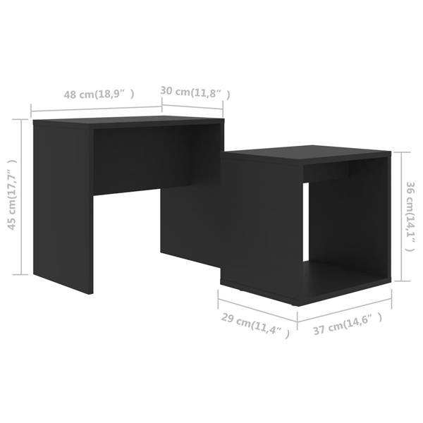Grote foto vidaxl ensemble de tables basses noir 48x30x45 cm agglom r huis en inrichting eettafels