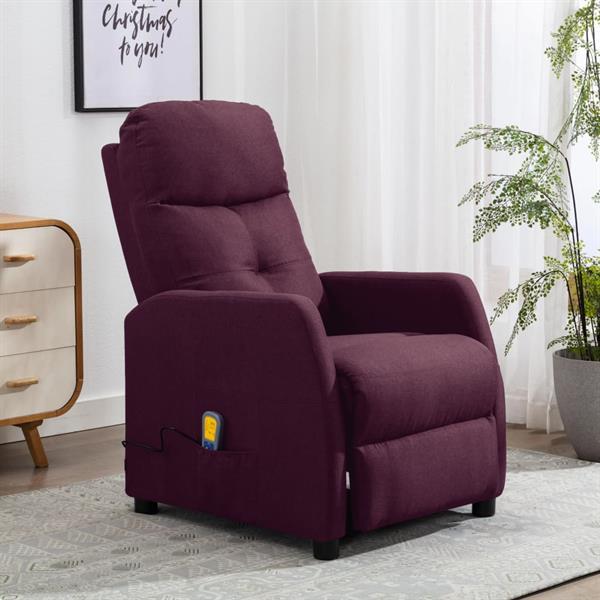 Grote foto vidaxl fauteuil inclinable de massage violet tissu huis en inrichting stoelen