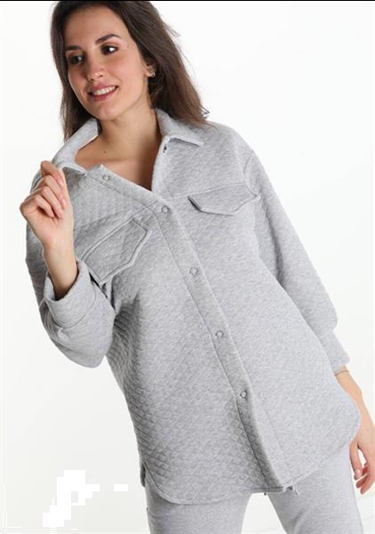 Grote foto grey cotton jacket with buttons one size kleding dames jassen zomer