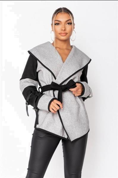 Grote foto grey black panel wrap over jacket one size kleding dames jassen zomer