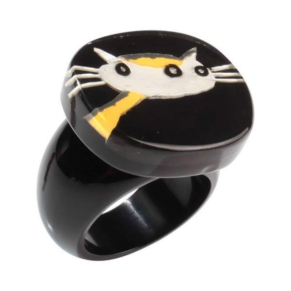Grote foto ring kat zwart geel wit fiep westendorp kleding dames sieraden