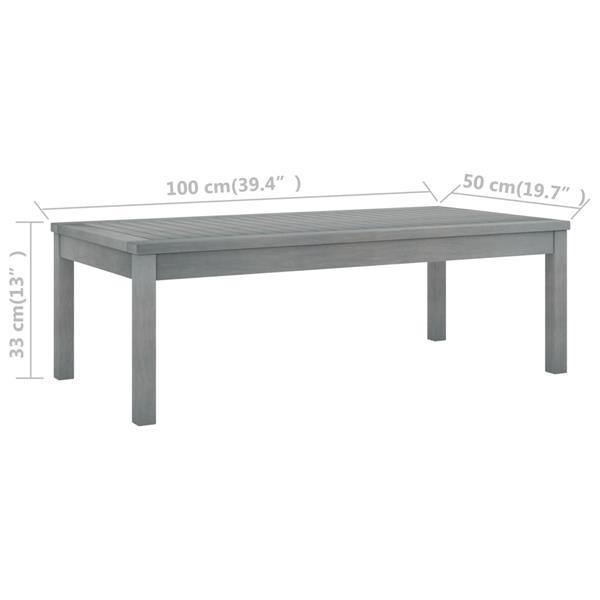 Grote foto vidaxl table basse 100x50x33 cm gris bois d acacia solide tuin en terras tuinmeubelen