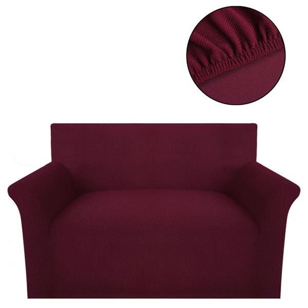 Grote foto bankhoes stretch polyester ribstof bordeauxrood huis en inrichting woningdecoratie