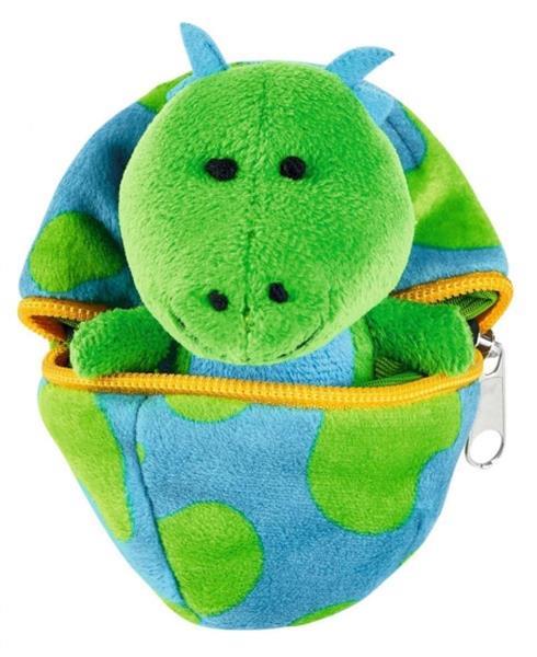 Grote foto knuffel dino in ei blauw groen 9 cm kinderen en baby knuffels en pluche