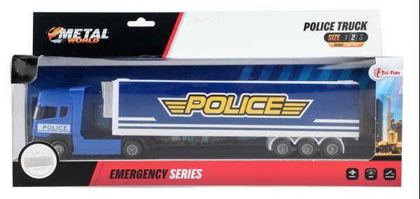Grote foto vrachtwagen politie junior 37x7 5 cm polypropyleen blauw kinderen en baby los speelgoed