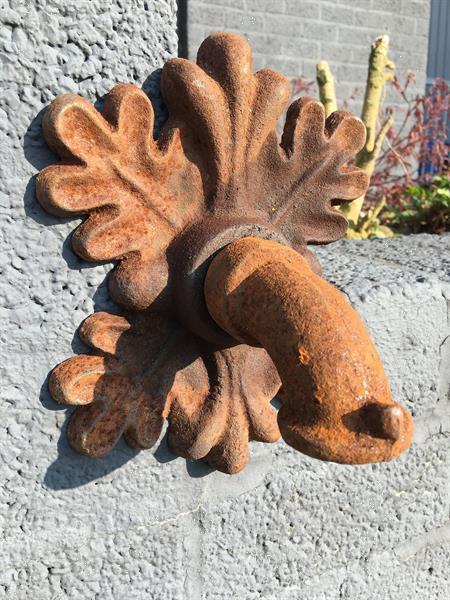 Grote foto waterspuwer als wandfontein eikenblad tuin en terras fonteinen en waterpartijen