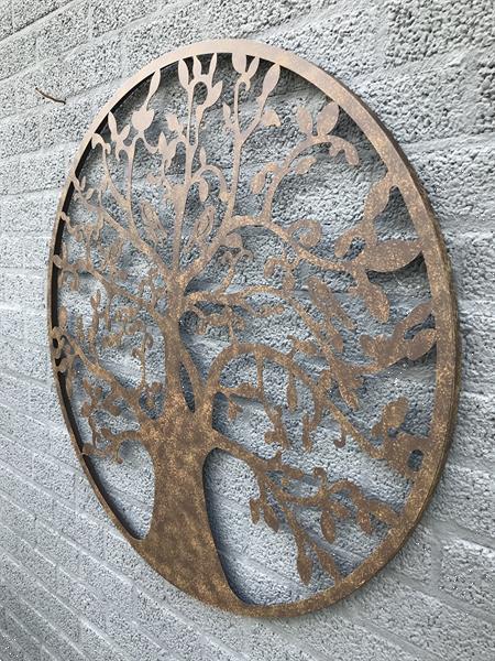 Grote foto een metalen wandornament de boom van het leven tuin en terras tuindecoratie
