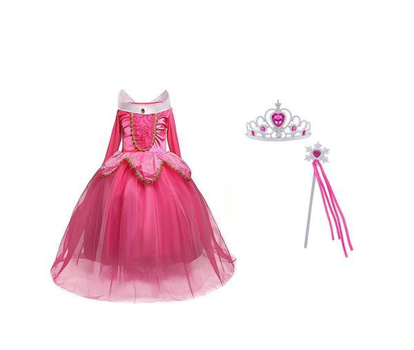 Grote foto aurora roze prinsessenjurk verkleedjurk gratis accessoir kleding dames verkleedkleding