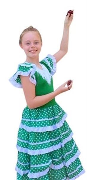 Grote foto spaanse jurk groen wit maat 8 lengte 80 cm kledingmaat 11 kleding dames carnavalskleding en feestkleding