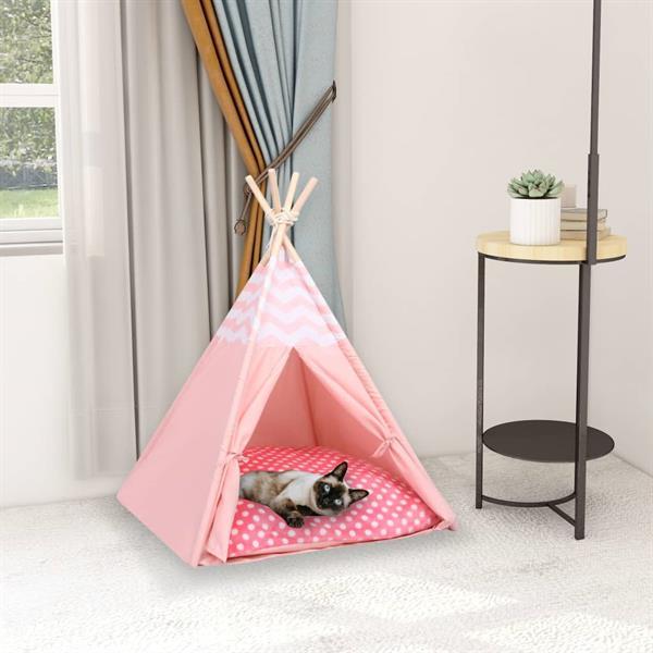 Grote foto vidaxl kattentipitent met tas 60x60x70 cm peachskin roze dieren en toebehoren katten accessoires