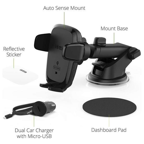 Grote foto iottie auto sense wireless charging car mount black telecommunicatie opladers en autoladers