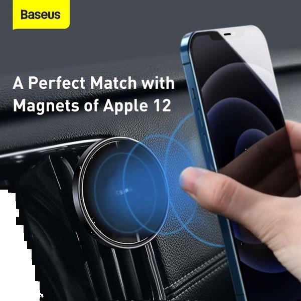Grote foto baseus iphone 12 series magnetic dashboard vent mount bla telecommunicatie opladers en autoladers