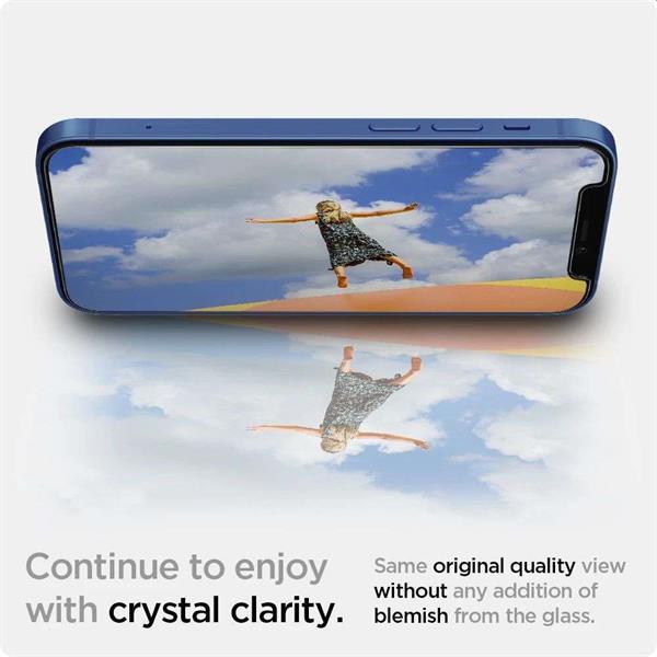 Grote foto spigen glass apple iphone 12 mini met montage frame ez fit telecommunicatie tablets