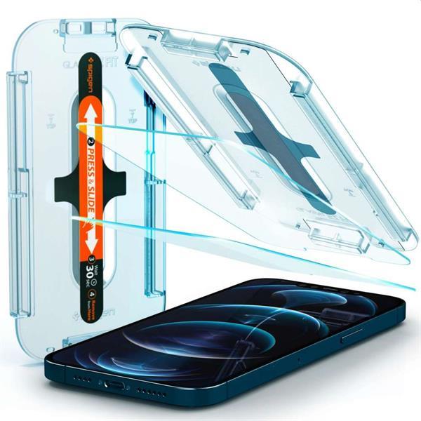 Grote foto spigen glass apple iphone 12 pro max met montage frame ez fi telecommunicatie tablets