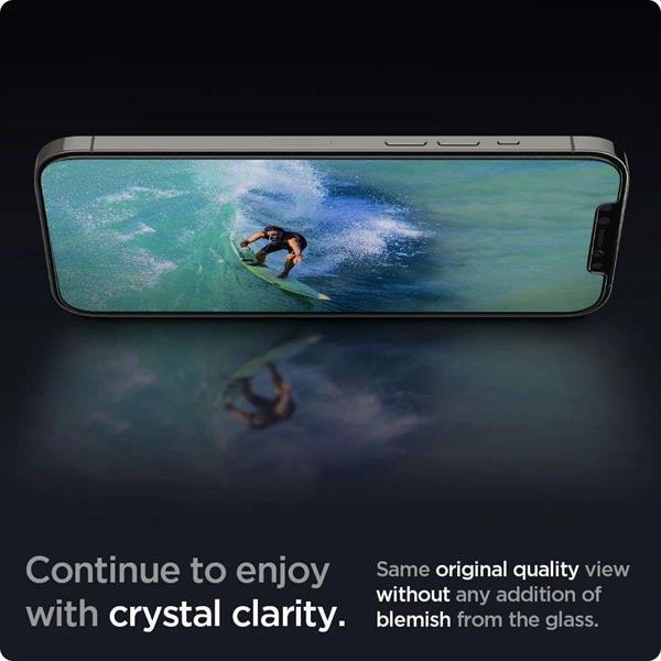 Grote foto spigen glass apple iphone 12 12 pro met montage frame ez fit telecommunicatie tablets