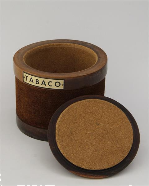 Grote foto houten tabakspot met vilt verzamelen overige verzamelingen