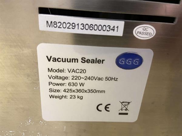 Grote foto rvs ggg vac20 vacuummachine vacumeermachine 300 mm 230v hore diversen overige diversen